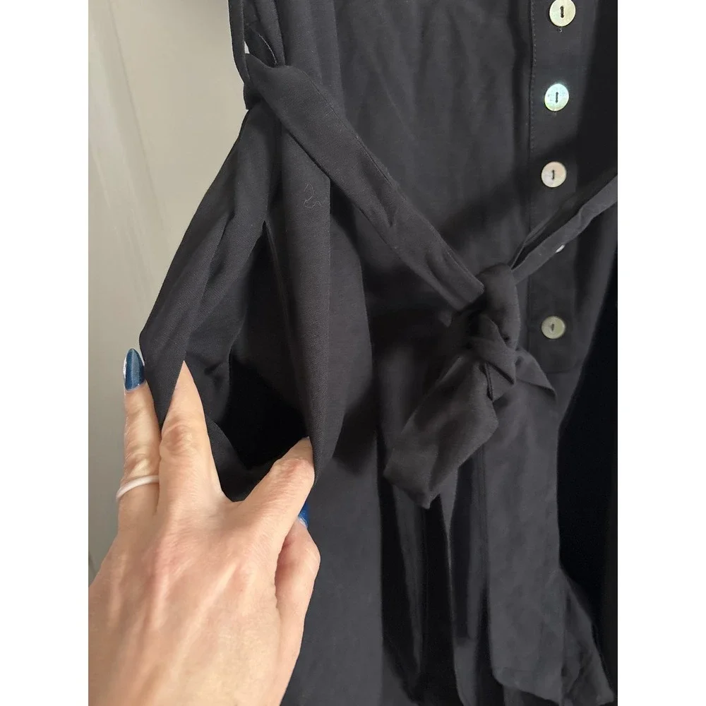 ASOS The Frolic Black Puff Sleeve Wide Leg Button Down Jumpsuit NWT Size 12 - Picture 6 of 10